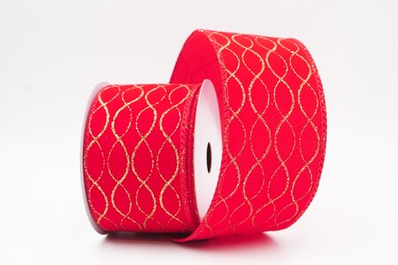 Rood glitterlint met ogee-raster en draad_KW0469GC-7-7